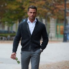 Gran Sasso - Lambswool Strick-Blouson in Schwarz/Grau