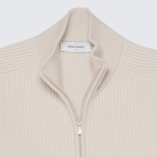 Gran Sasso - Reißverschlussjacke in Hafermilch-Farbton