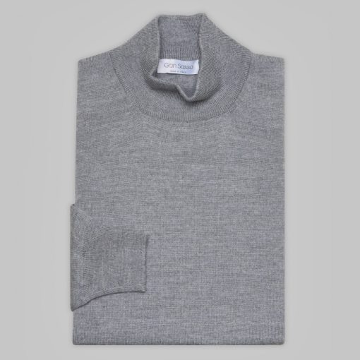 Gran Sasso -  Mock turtleneck wool sweater light grey