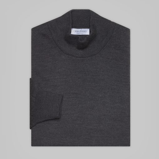 Gran Sasso -  Mock turtleneck wool sweater dark grey