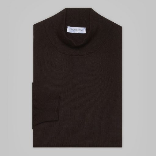 Gran Sasso -  Mock turtleneck wool sweater brown