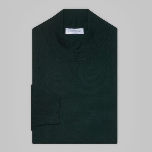 Gran Sasso -  Mock turtleneck wool sweater dark green