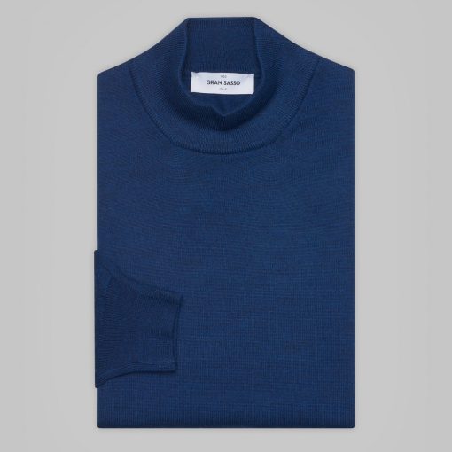 Gran Sasso -  Mock turtleneck wool sweater bright blue 