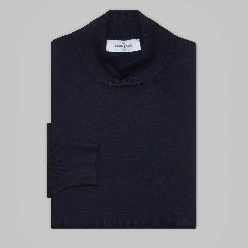 Gran Sasso -  Mock turtleneck wool sweater navy