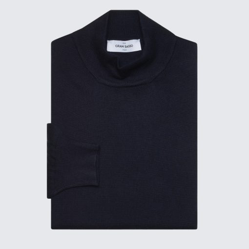 Gran Sasso -  Mock turtleneck wool sweater navy