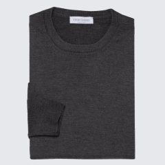 Gran Sasso - Slim fit wool round neck sweater dark grey