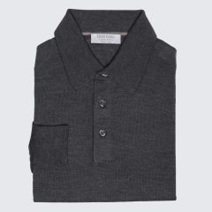   Gran Sasso - Gyapjú/selyem galléros pulóver sötétszürke