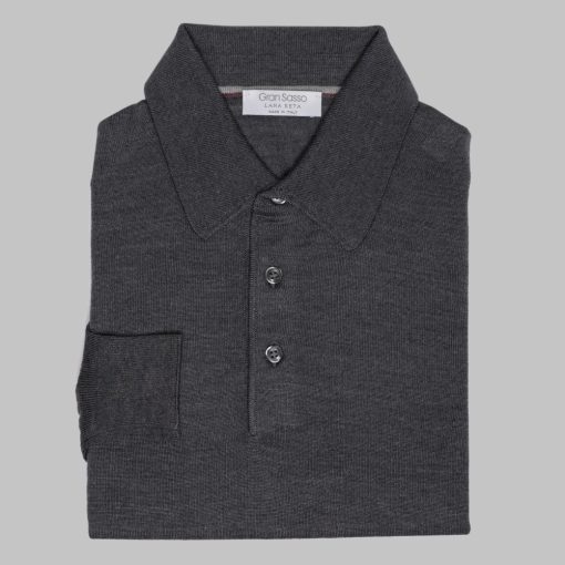 Gran Sasso - Wool/silk tennis sweater dark grey