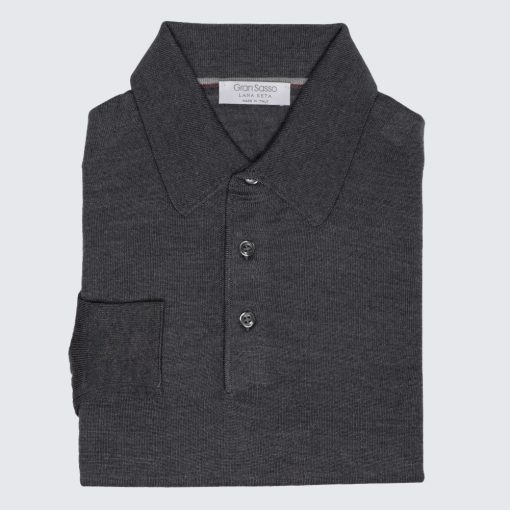 Gran Sasso - Gyapjú/selyem galléros pulóver sötétszürke