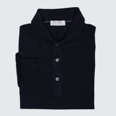 Gran Sasso - Gyapjú/selyem galléros pulóver sötétkék