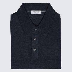 Gran Sasso - Gyapjú/selyem galléros pulóver acélkék