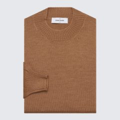 Gran Sasso -  Thick mock turtleneck wool sweater desert sand