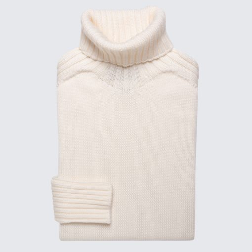 Gran Sasso - Grobstrick-Turtleneck-Pullover in Weiß