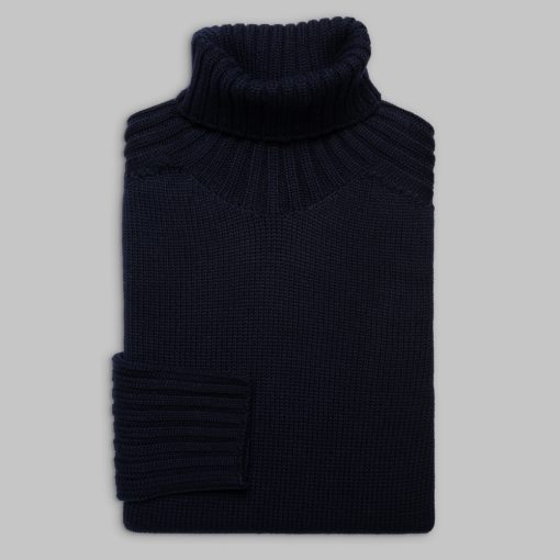 Gran Sasso - Chunky turtleneck sweater navy