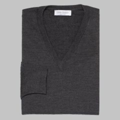 Gran Sasso - Wool V-neck sweater dark grey