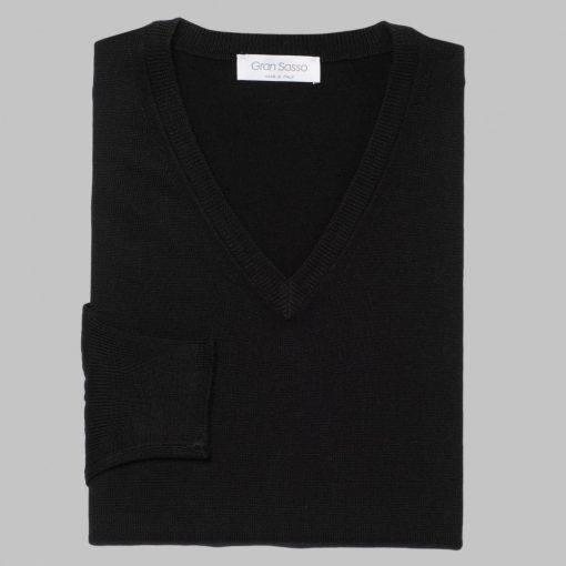 Gran Sasso - Wool V-neck sweater black