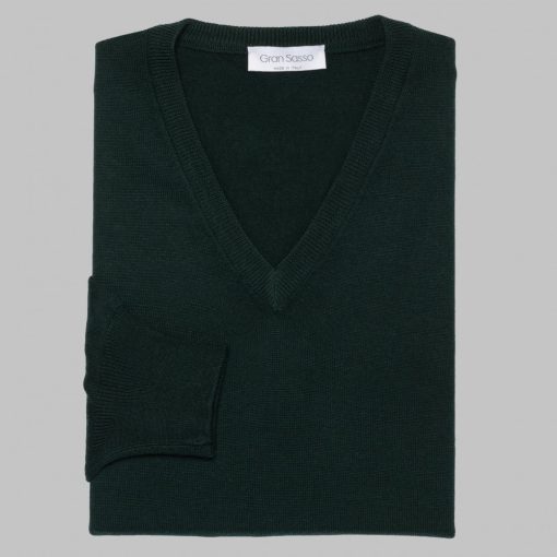 Gran Sasso - Wool V-neck sweater dark green
