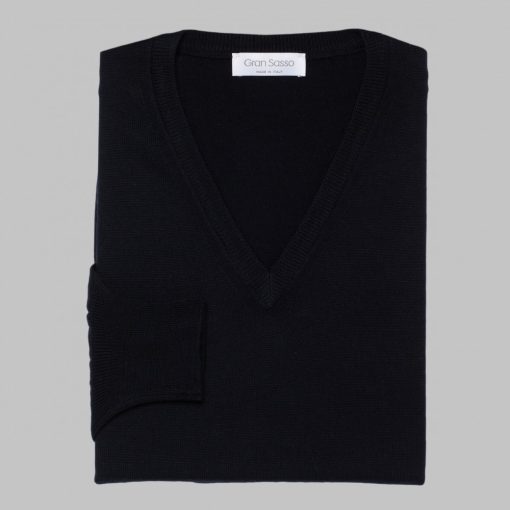 Gran Sasso - Wool V-neck sweater navy