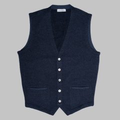 Gran Sasso - Knitted herringbone waistcoat blue 