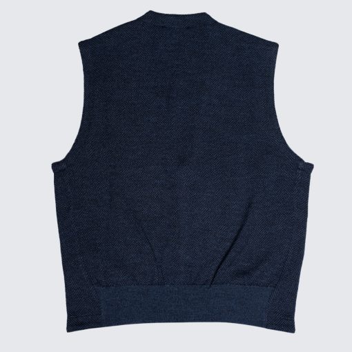 Gran Sasso - Knitted herringbone waistcoat blue 