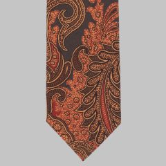 Drake's - Washed' paisley tie orange