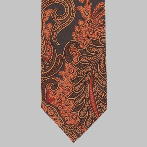 Drake's - Washed' paisley tie orange