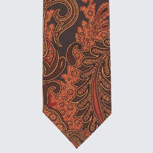 Drake's - Kasmírmintás nyakkendő narancssárga