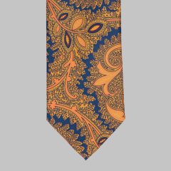 Drake's - Paisley printed tie orange