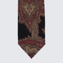 Drake's - Kasmírmintás gyapjú nyakkendő fekete/piros