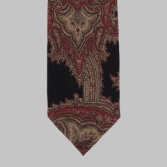 Drake's - Paisley printed tie in wool black/red