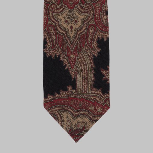 Purple Large Paisley Print Silk Self Tipped Tie – Drakes