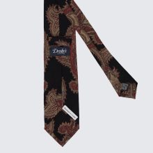 Drake's - Kasmírmintás gyapjú nyakkendő fekete/piros