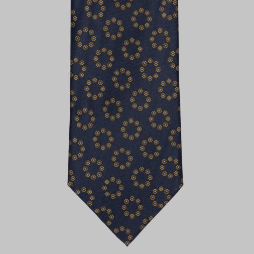 Drake's - Printed circles motif tie navy