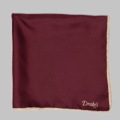 Drake's - Shoestring silk pocket square burgundy