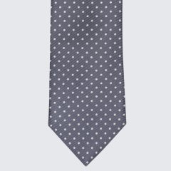 Drake's - Pettyes nyomtatott nyakkendő szürke/fehér