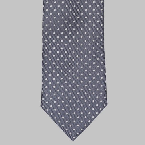 Drake's - Printed polka dot tie grey/white