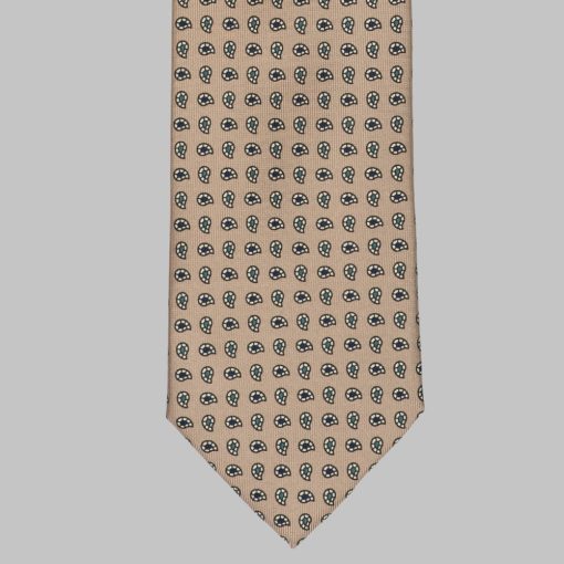 Drake's - Micro paisley printed tie khaki