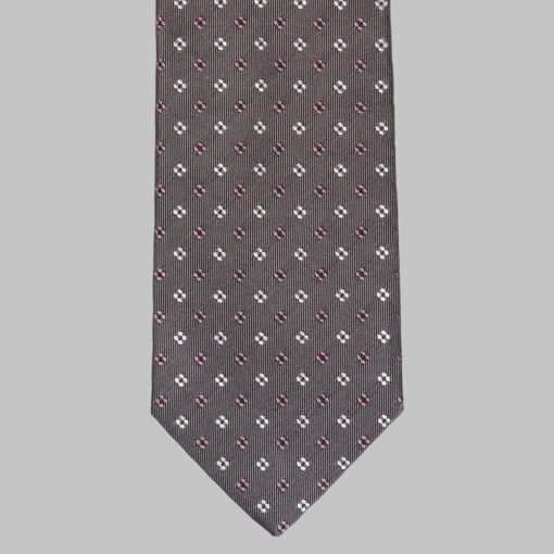 Drake's - Woven flower motif tie grey