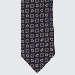   Drake's - Szőtt medálmintás nyakkendő sötétkék/szürke