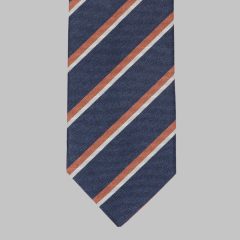 Drake's - Regimental stripe tie navy/white/orange