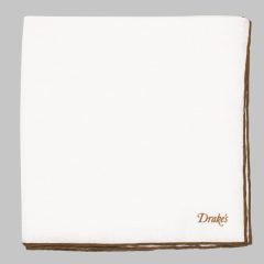 Klasszikus vászon díszzsebkendő fehér/barna