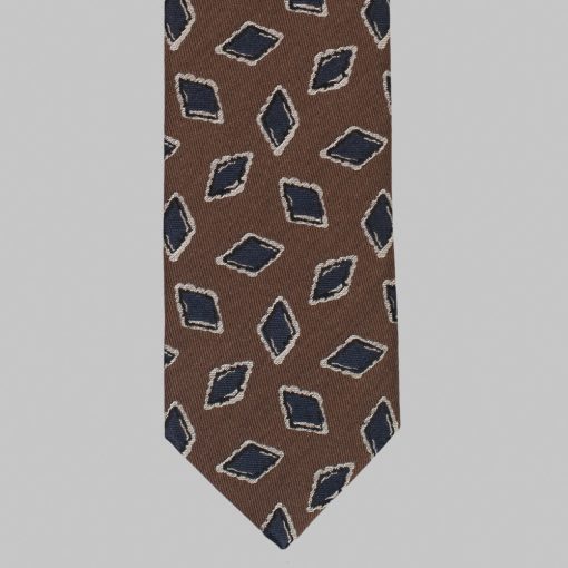 Drake's - Jacquard motif tie brown