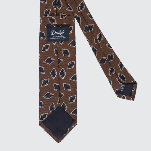 Drake's - Jacquard  mintás nyakkendő barna