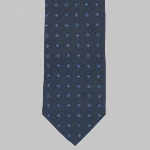 Drake's - Floral print silk tie navy blue