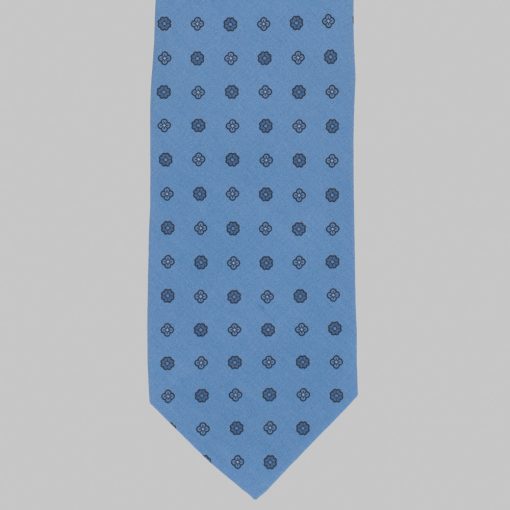 Drake's - Floral print silk tie denim blue