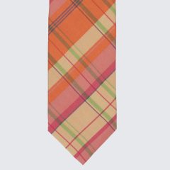 Drake's - Selyem tartán nyakkendő narancssárga