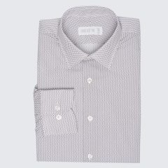   Simon Skottowe - Mintás enyhén karcsúsított puplin ing fehér alapon