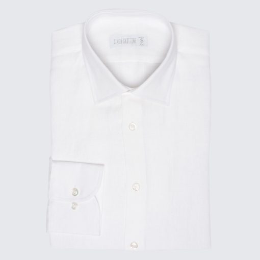 Simon Skottowe - LINEN SEMI SLIM SHIRT WHITE