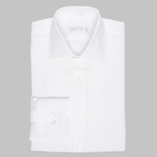 Simon Skottowe - Linen spread collar dress shirt white