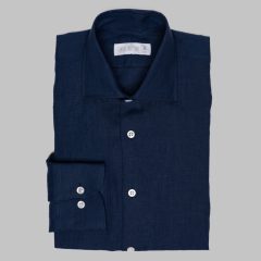 Simon Skottowe - Linen spread collar dress shirt navy